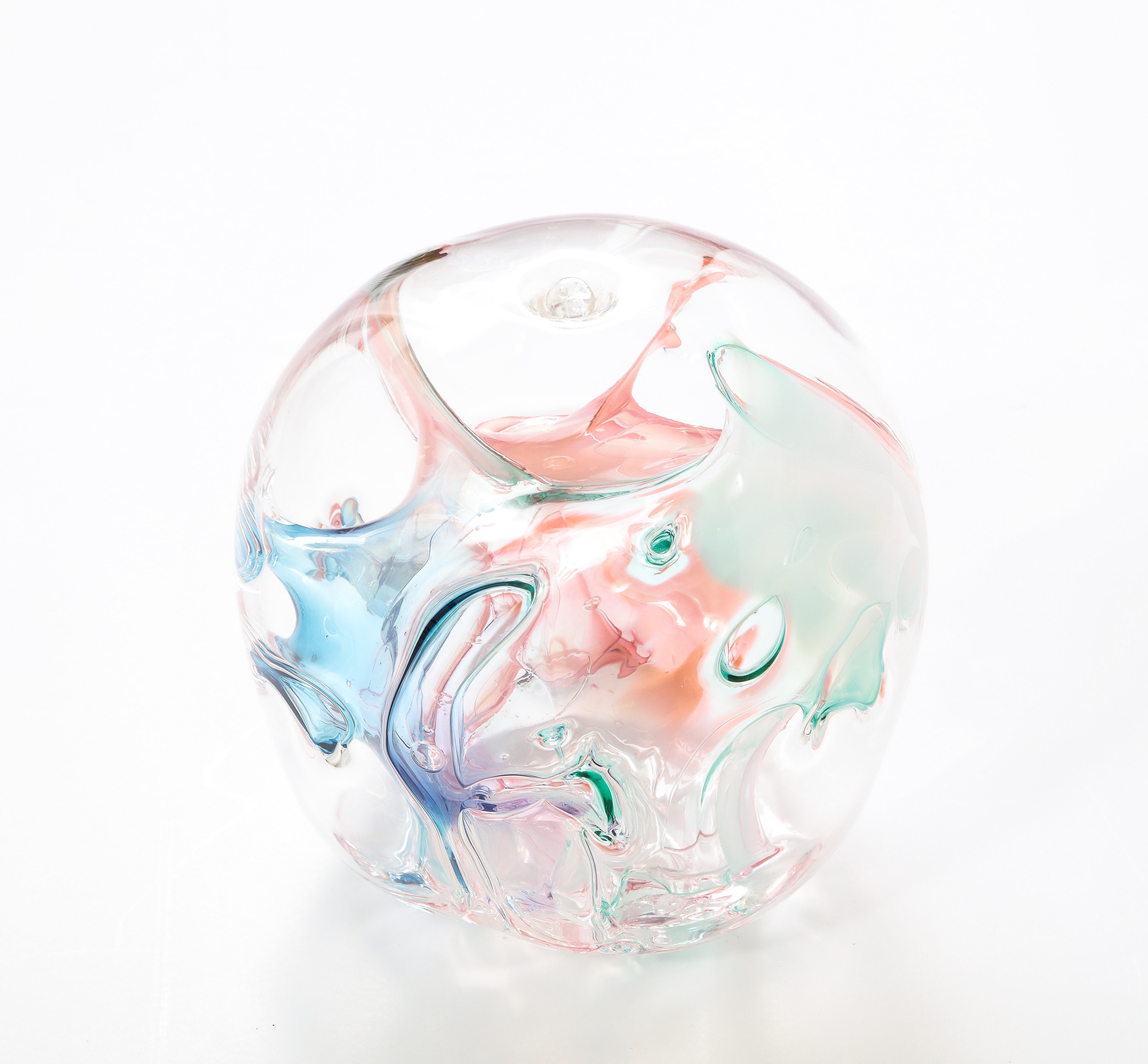 Blown Glass Peter Bramhall Glass Orb Sculpture For Sale
