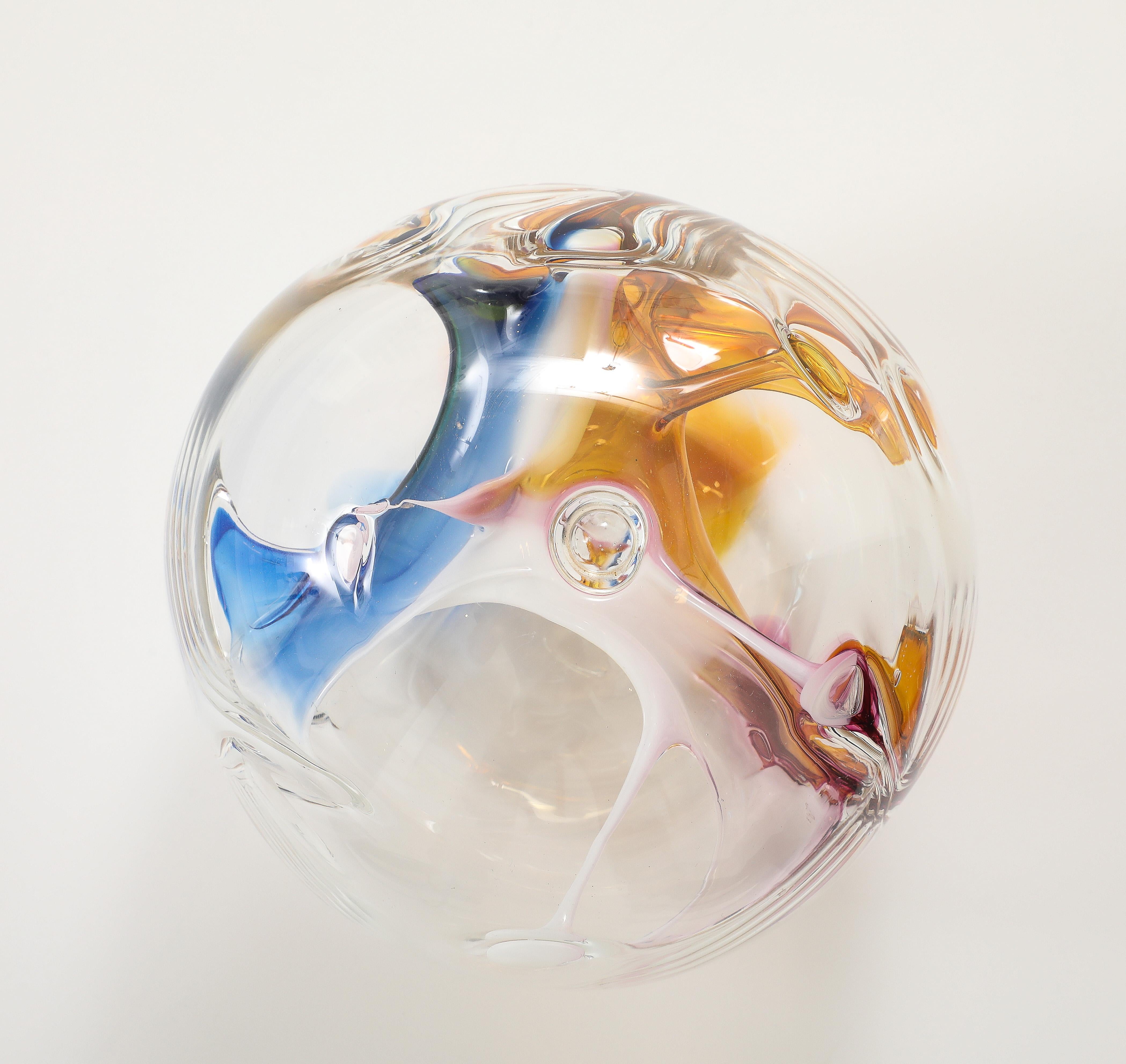 Peter Bramhall Glass orb sculpture, Signed and Dated. 3