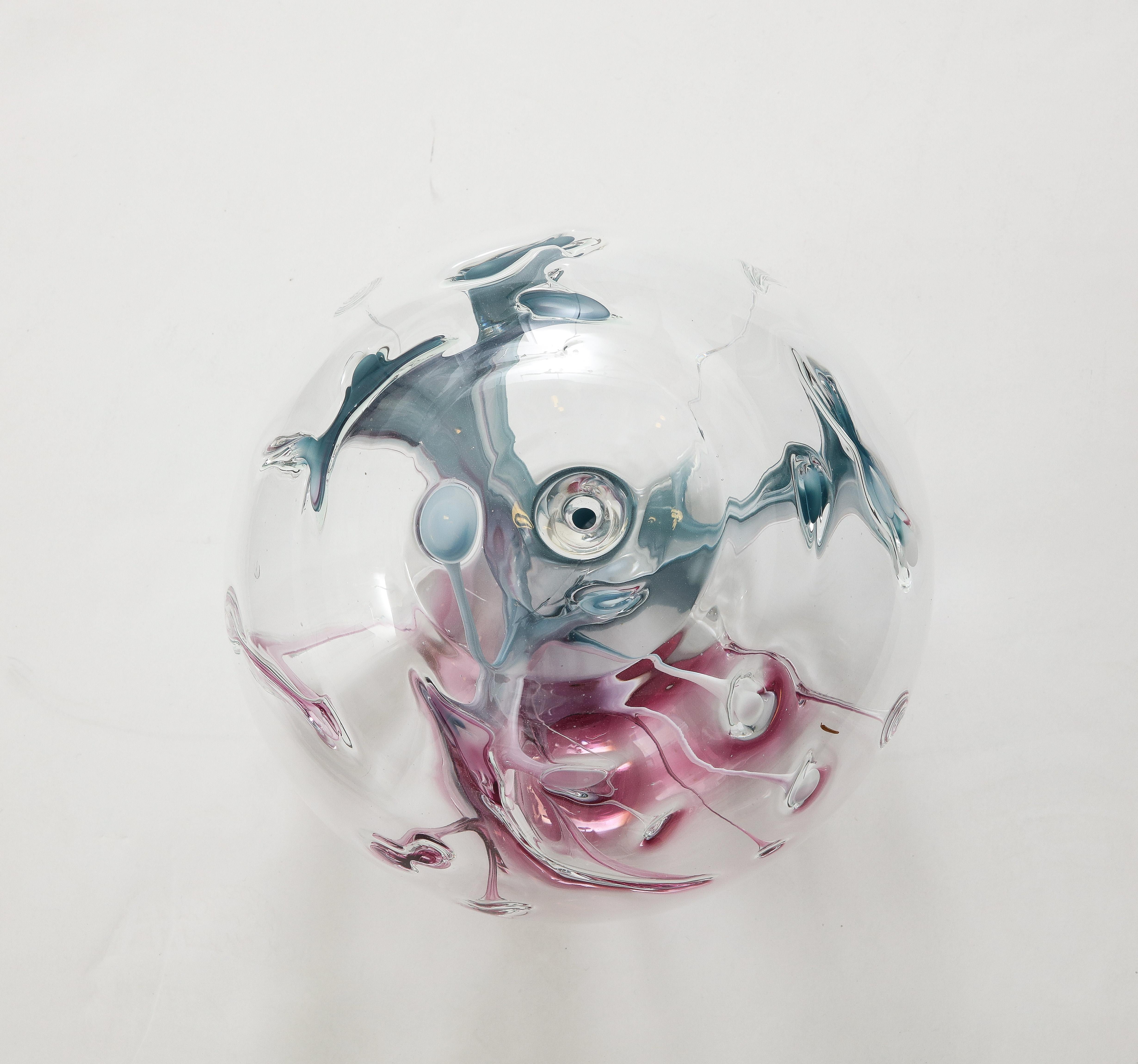 Peter Bramhall Magenta, Blue Glass Orb For Sale 5