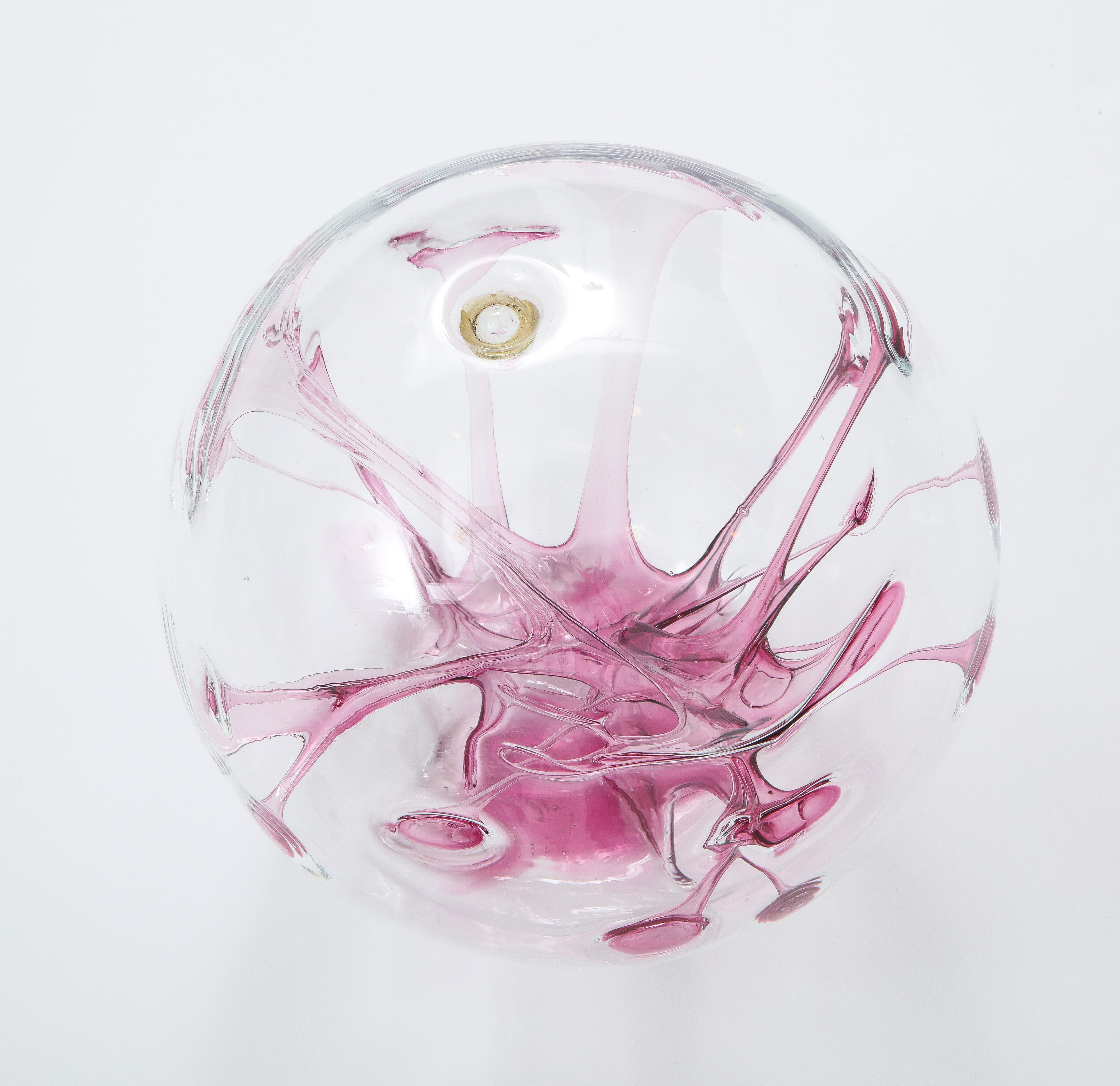 Modern Peter Bramhall Magenta, Clear Glass Sculpture