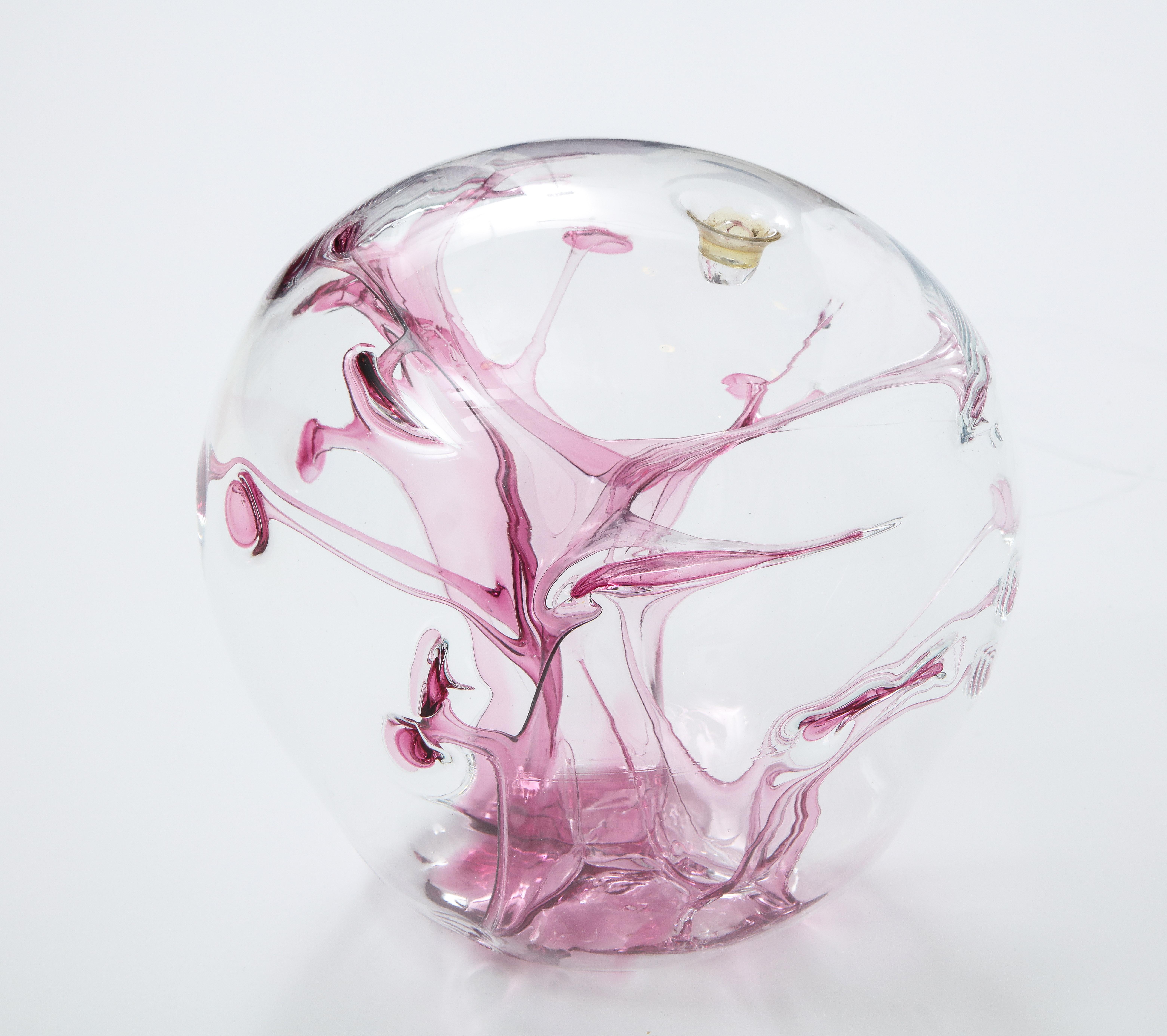 Peter Bramhall Magenta, Clear Glass Sculpture In Excellent Condition In New York, NY