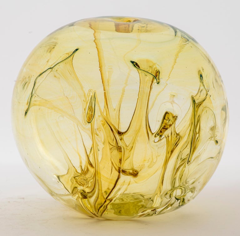 Post-Modern Peter Bramhall Postmodern Art Glass Orb Sculpture For Sale