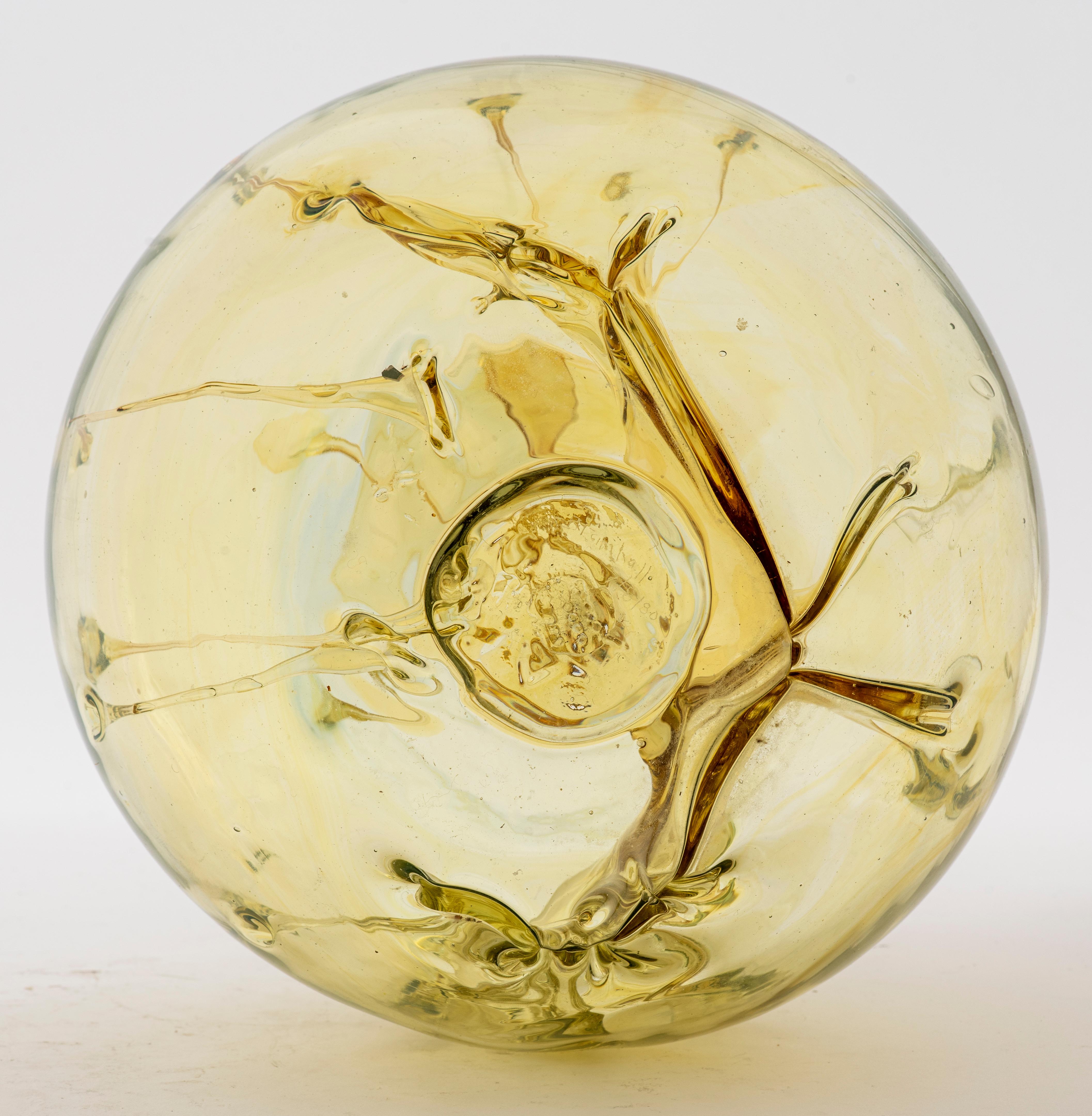 Post-Modern Peter Bramhall Postmodern Art Glass Orb Sculpture For Sale