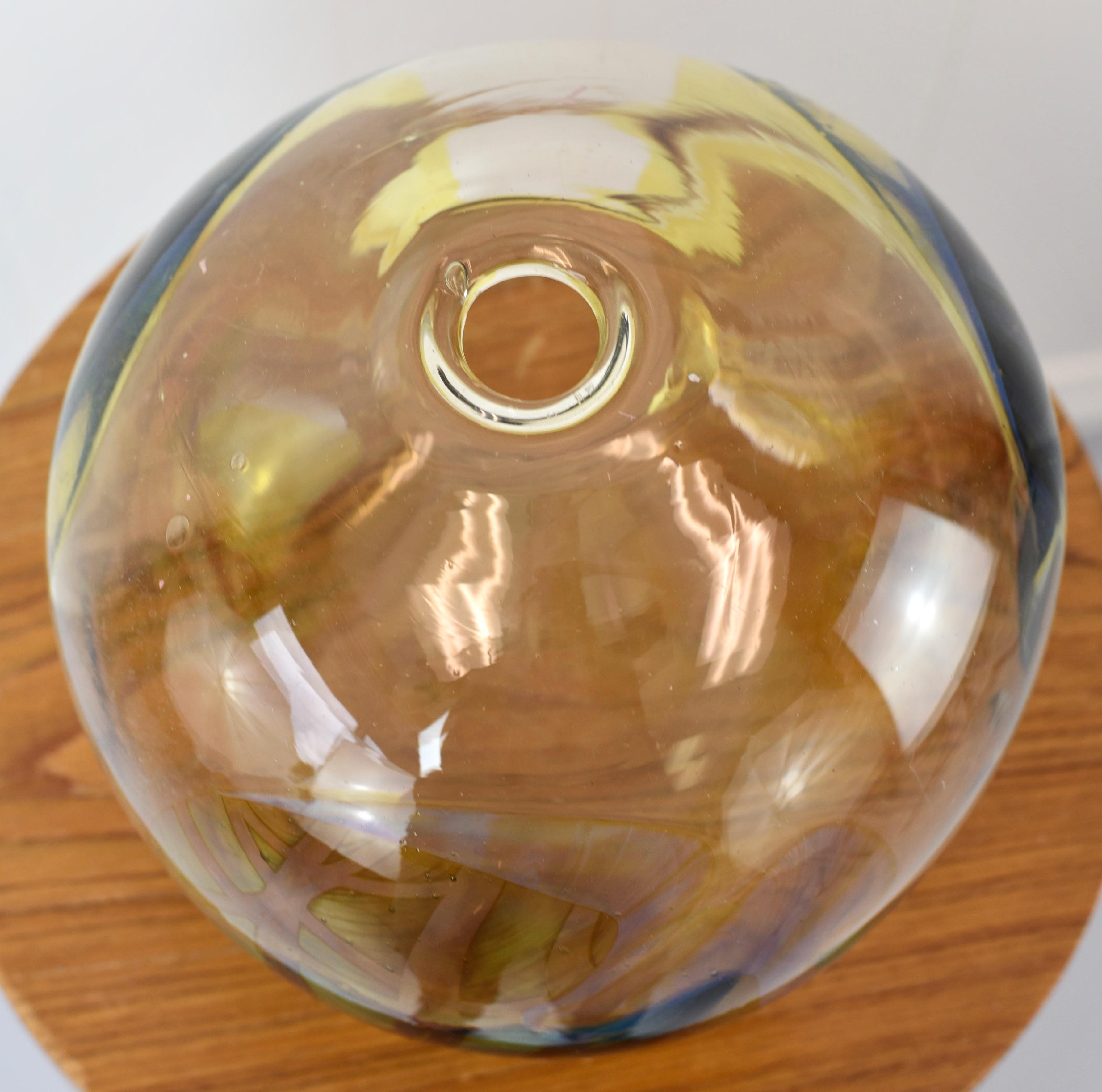 Mid-Century Modern Peter Bramhall Signed Studio Art Glass Orb Vase  For Sale