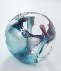 Peter Bramhall Sky Blue, Violet Glass Sculpture