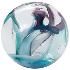 Peter Bramhall Sky Blue, Violet Glass Sculpture