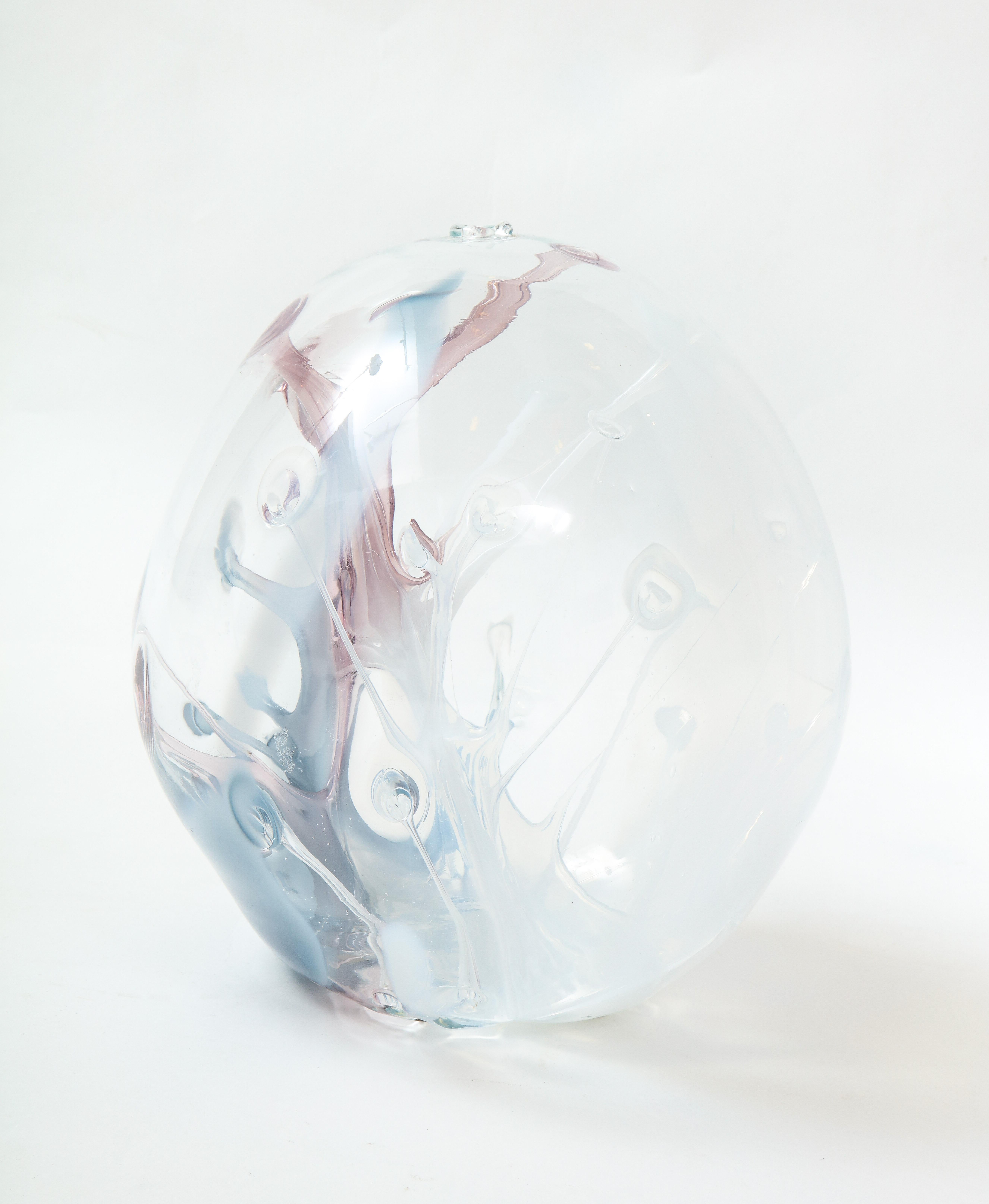 Art Glass Peter Bramhall Smoked Amethyst, Blue Sculpture For Sale