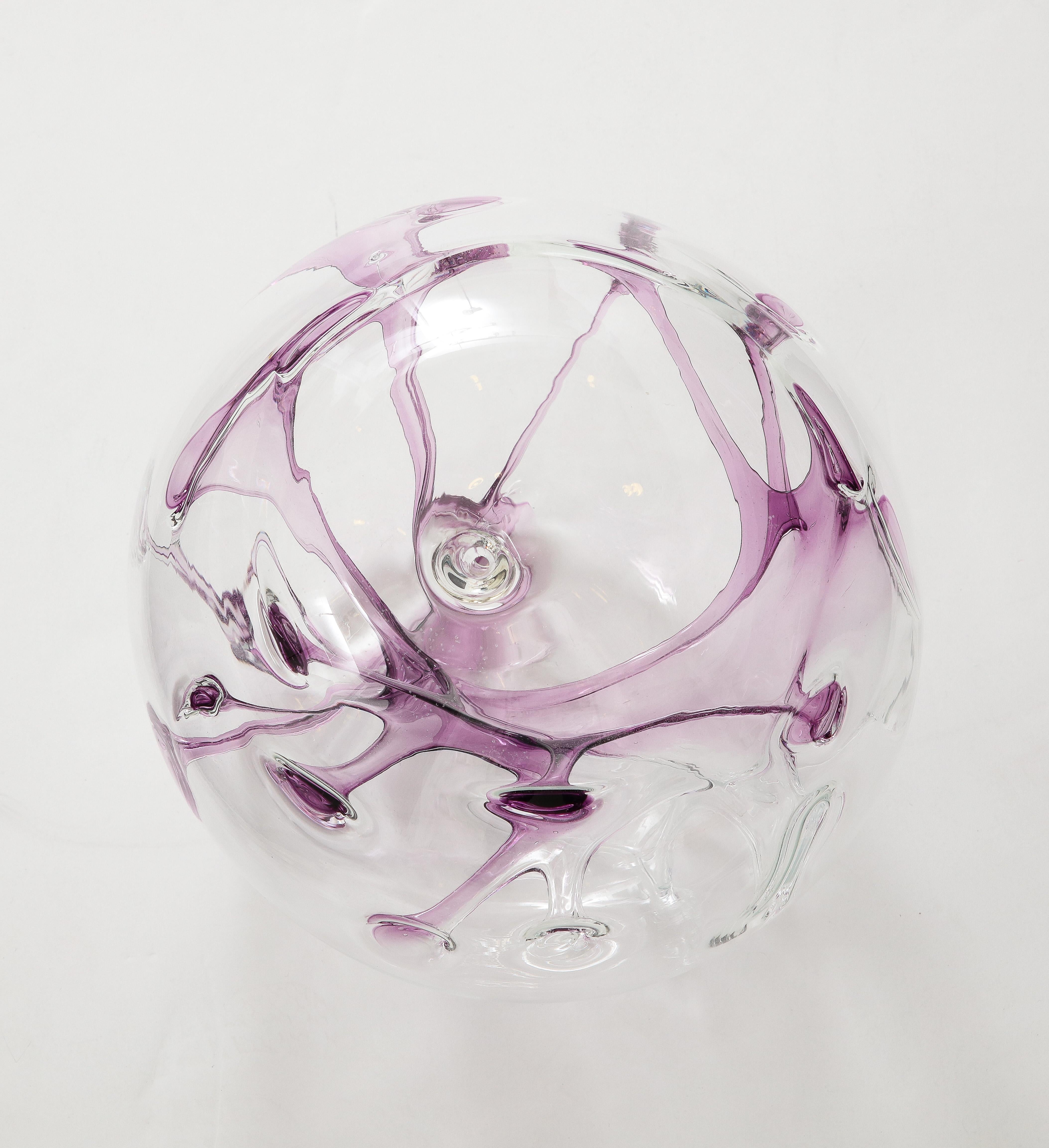 Peter Bramhall Violet, Clear Glass Orb For Sale 5