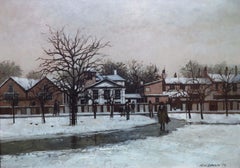 ORIGINAL Englisch Mitte 20. Jahrhundert IMPRESSIONIST WINTER Schneelandschaft NEWARK NOTTS.