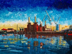 Battersea Power Station - cityscape art landscape London painting modern realism