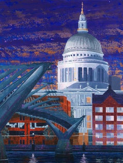  St Paul's South Night - London City urban surrealism oil paint modern original