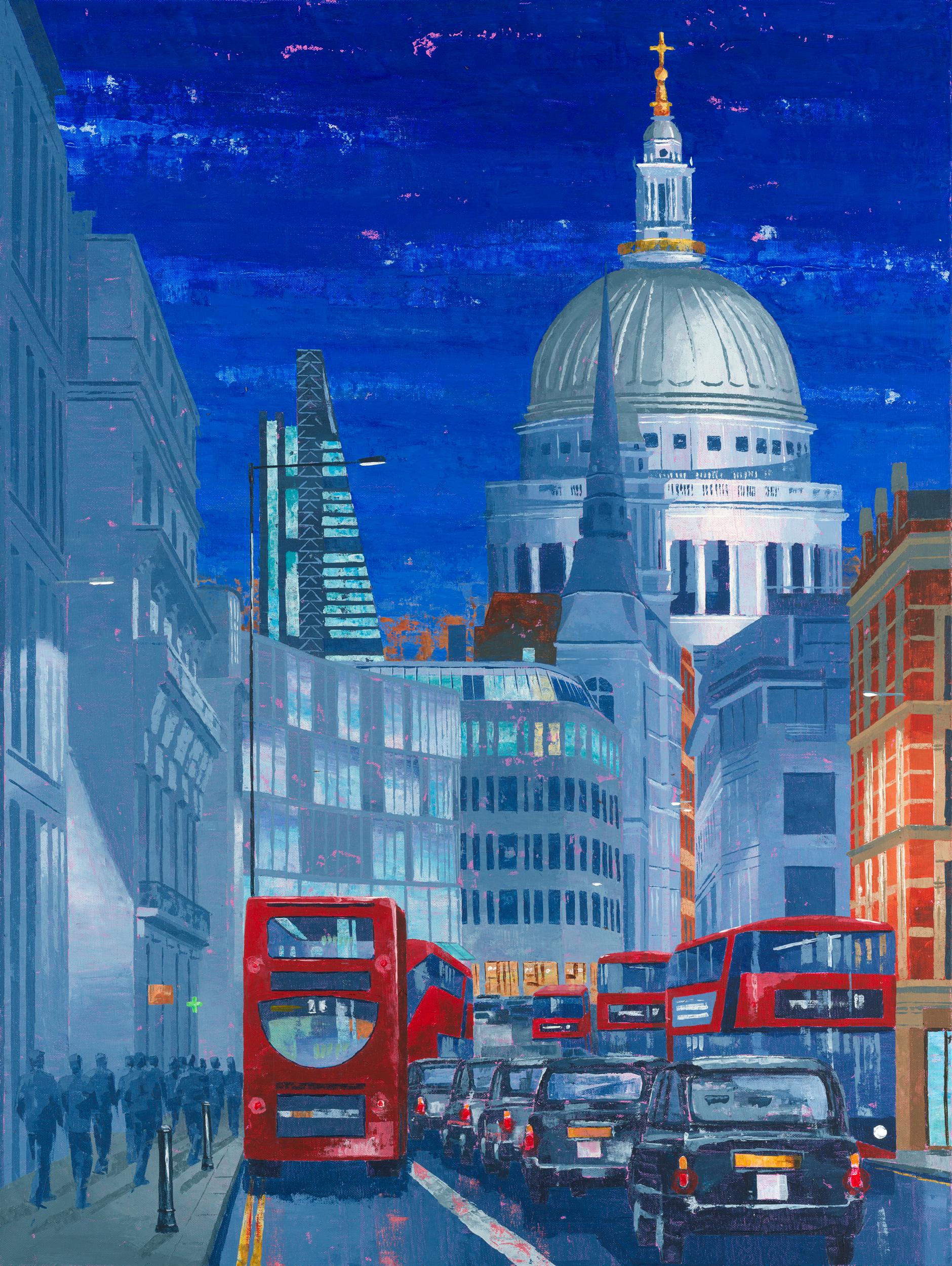 Peter Brimelow Riba St Paul S West Night Original City Landscape