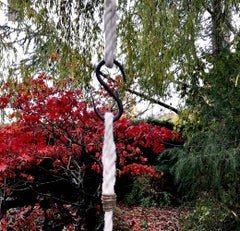 Hanging Free by Peter Brooke Ball - Marble and rope outdoor sculpture, abstract