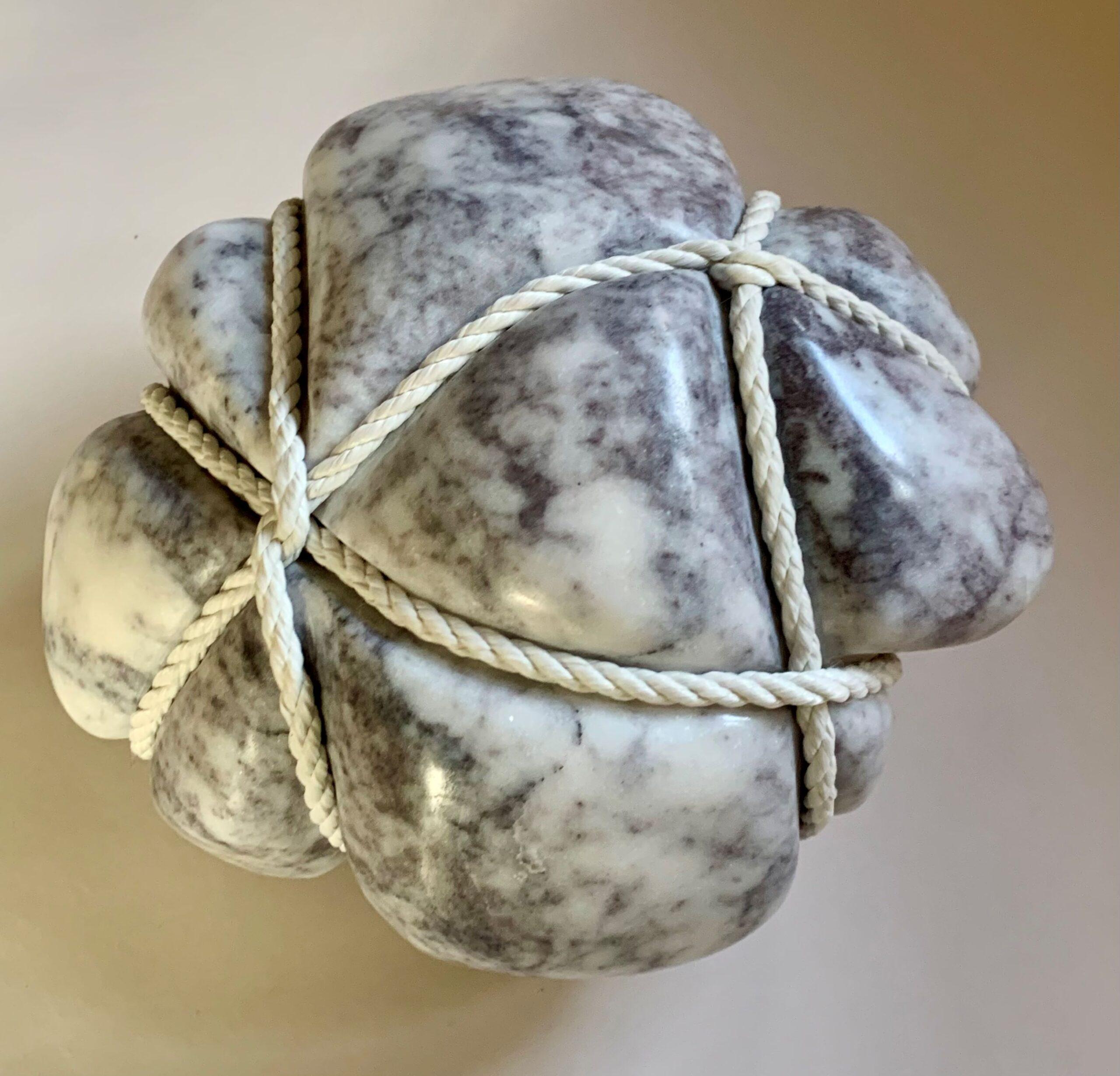 Janus by Peter Brooke-Ball - Marble sculpture, abstract, white, mystery, rope For Sale 7