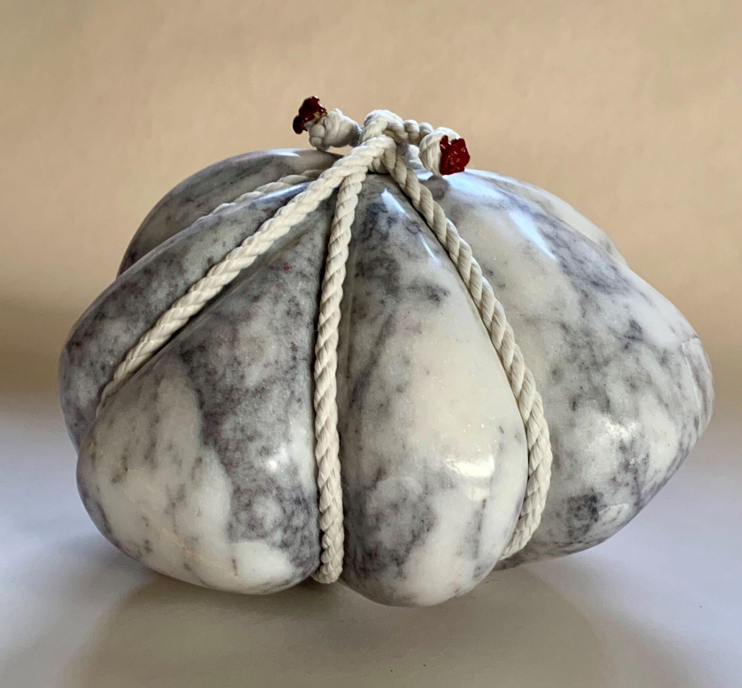Janus is a unique Lilac marble, rope, wax sculpture by contemporary artist Peter Brooke-Ball, dimensions are 17 × 25 × 23 cm (6.7 × 9.8 × 9.1 in).  
The sculpture comes with a certificate of authenticity.

The humour, simplicity, and sensuality of