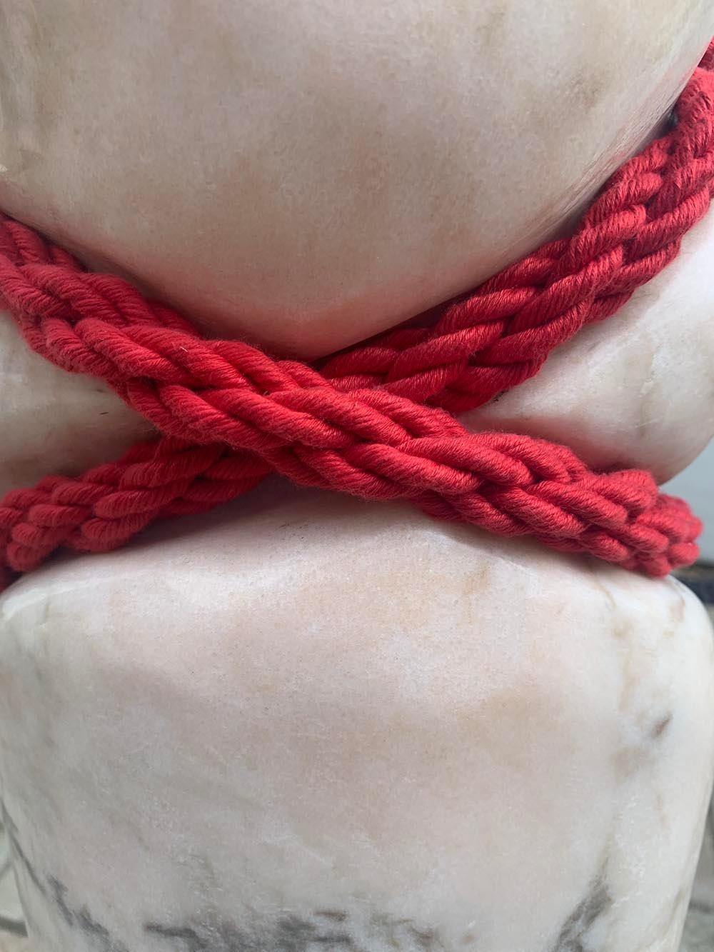 Praise by Peter Brooke-Ball - Rope and Marble Sculpture, abstract, light, red For Sale 3