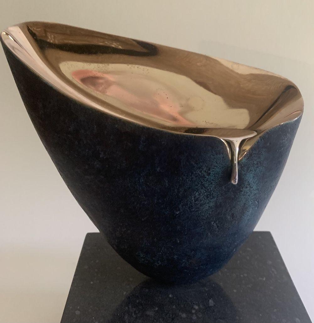 Slip by Peter Brooke-Ball - abstract sculpture, black and golden For Sale 3