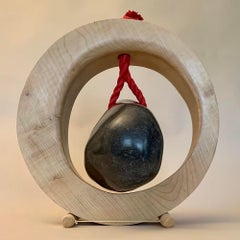 Swingstone II by Peter Brooke-Ball - Wood and Stone Sculpture, abstract