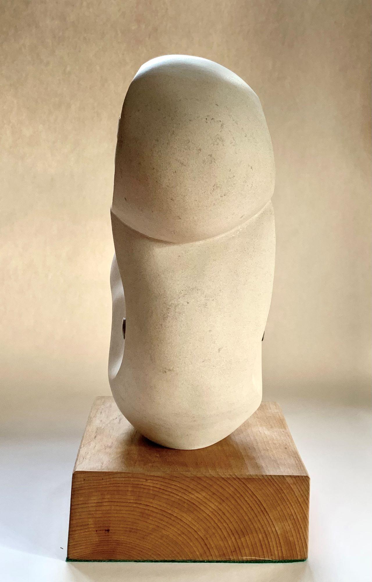 Without Bonds by Peter Brooke-Ball - Stone sculpture, abstract, white, mystery For Sale 6