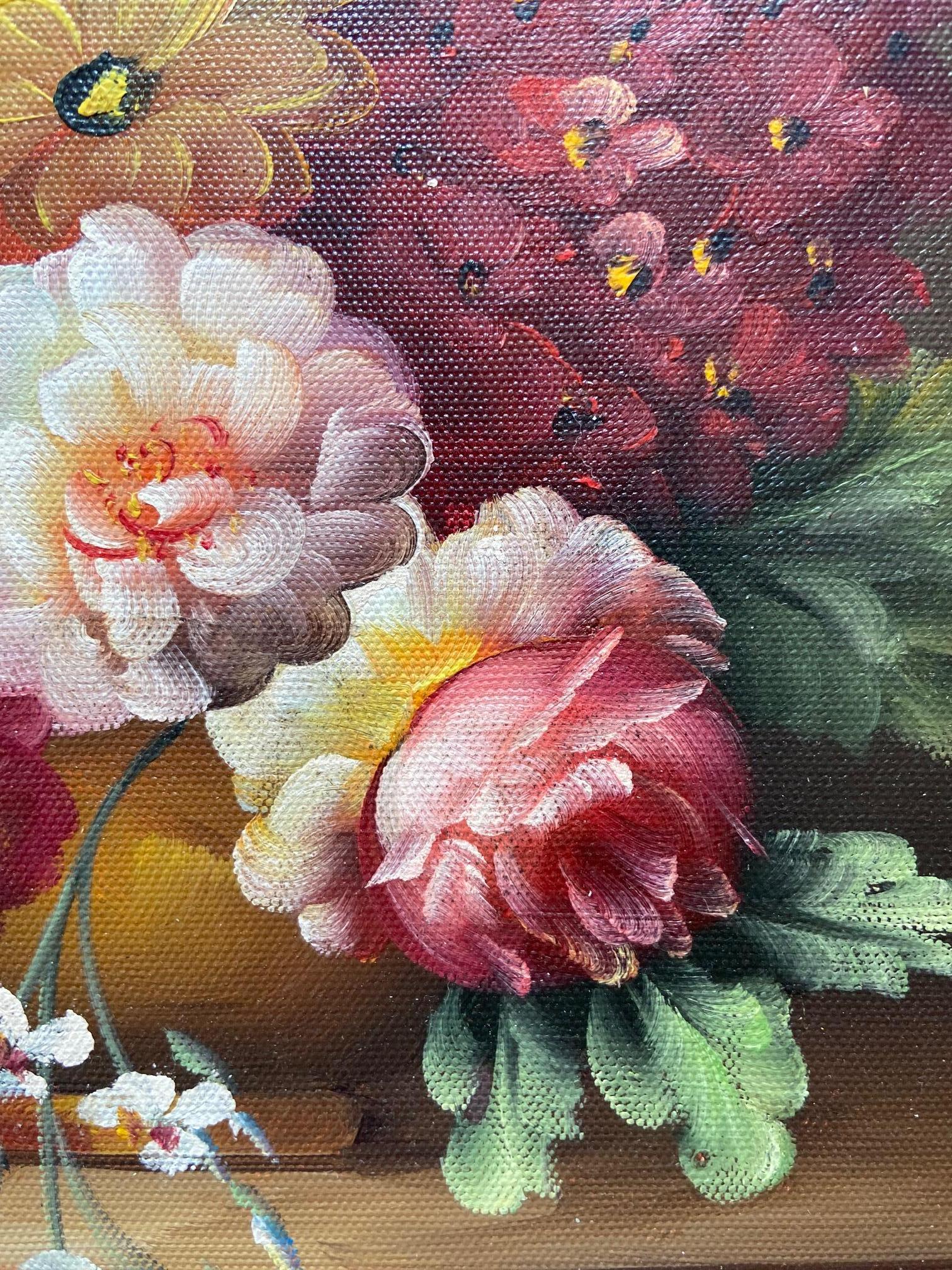 Peter Brooks Naturaleza muerta de un jarrón de flores, Pintura al óleo hacia 1960 en Bueno estado para la venta en ASNIÈRES-SUR-SEINE, FR