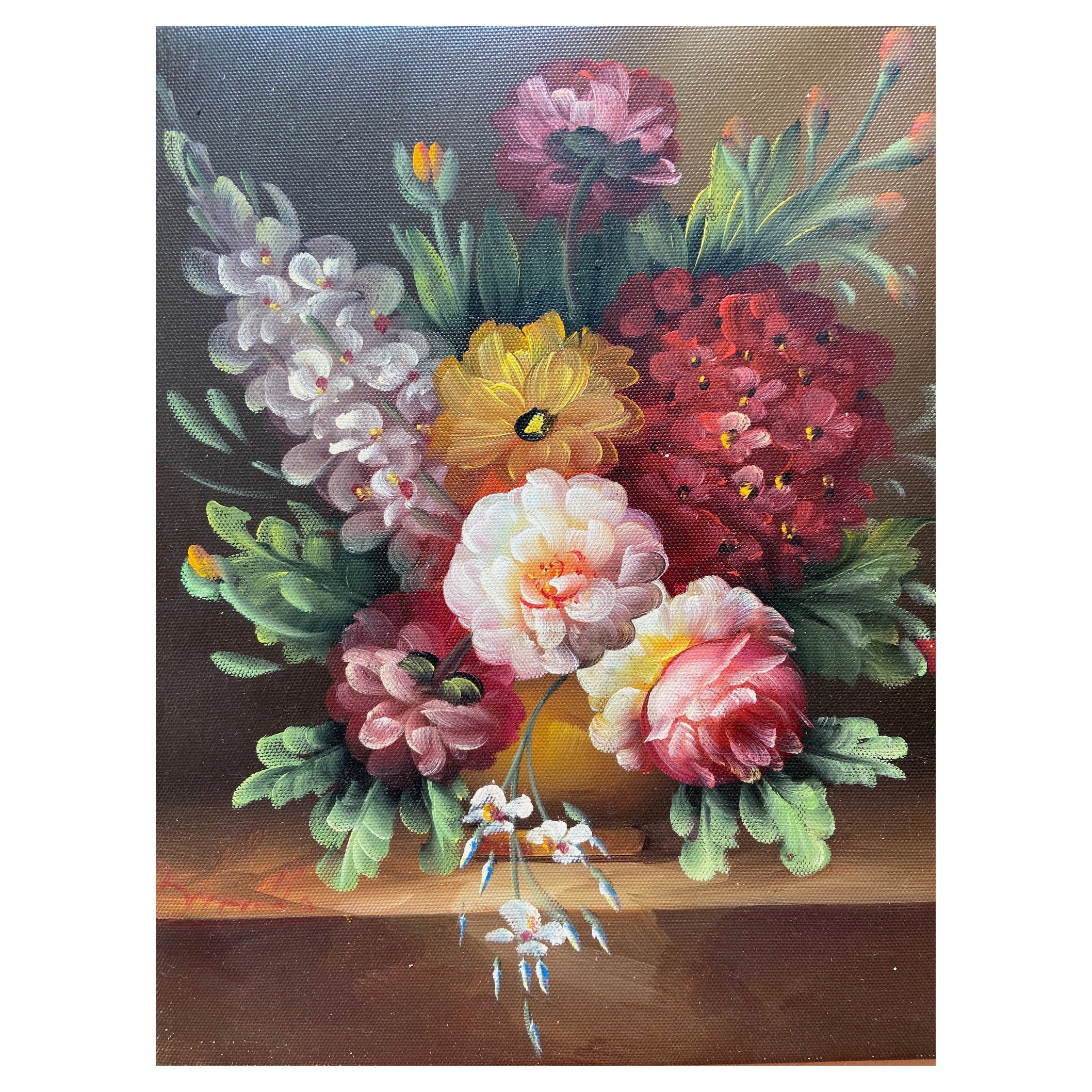Peter Brooks Naturaleza muerta de un jarrón de flores, Pintura al óleo hacia 1960 en venta