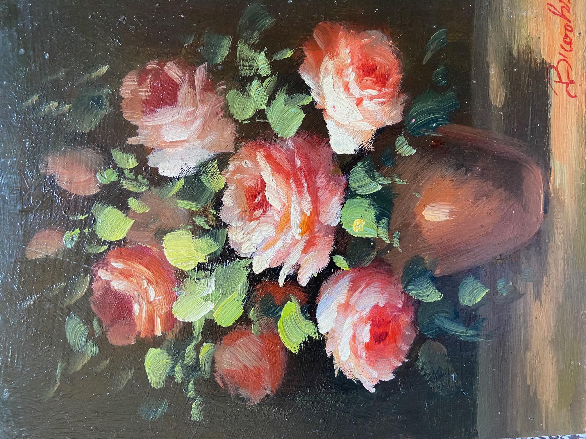 Peter Brooks appartient à l'école flamande contemporaine.
Son style est vibrant et classique, avec une lumière sombre d'où émergent des roses.

Elle sera ravissante dans une chambre à coucher, une salle de bains ou sur un mur de tableaux de