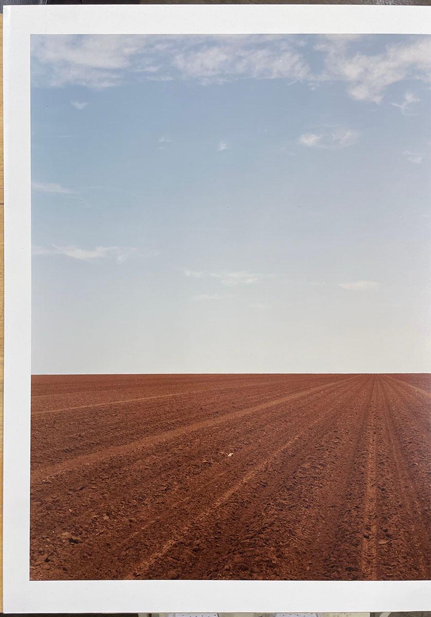 Levelland, TX - Plowed field, dirt, farm, landscape, minimal, horizon - Contemporary Photograph by Peter Brown