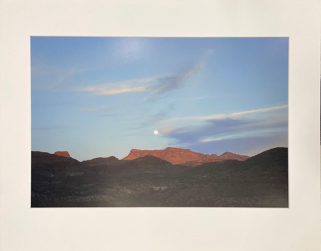West Texas: Full Moon over the Chisos Mountain, Big Bend National Park - Photograph by Peter Brown