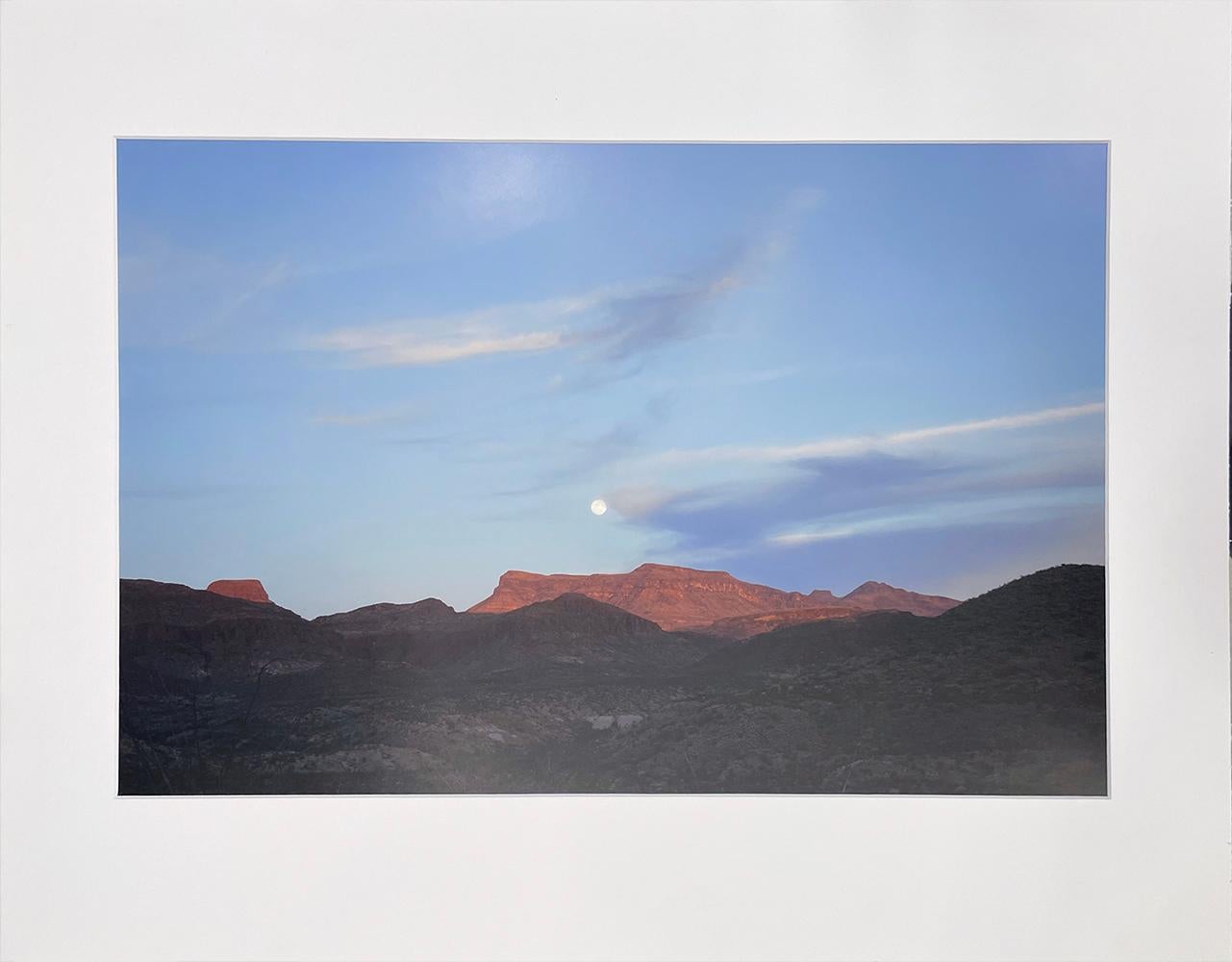 West Texas: Full Moon over the Chisos Mountain, Big Bend National Park - Photograph by Peter Brown