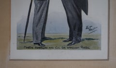Conjunto de cuatro (4) caricaturas de personajes de las carreras de caballos y el turf de los años 30