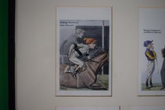 Un set di quattro (4) stampe caricaturali di personaggi dell'ippica e del manto erboso del 1930