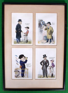 A Set of Four (4) 1930’s Horseracing & Turf Personalities Caricature Prints