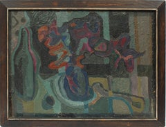 Mid Century Modern Indian Space Abstract Expressionist Original Oil Painting