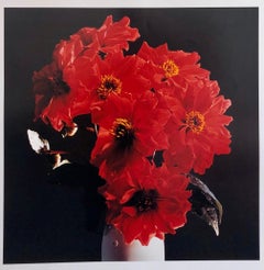 Großformatige große Dahlien, Blumenfoto 24X20 Farbfotografie Strandhaus, Strandhaus