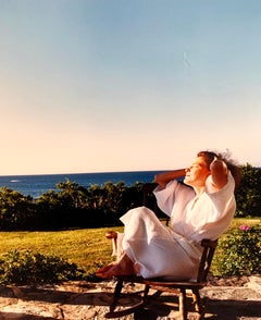 Woman in Bathrobe Large Format Flower Photo 24X20 Color Photograph Beach House