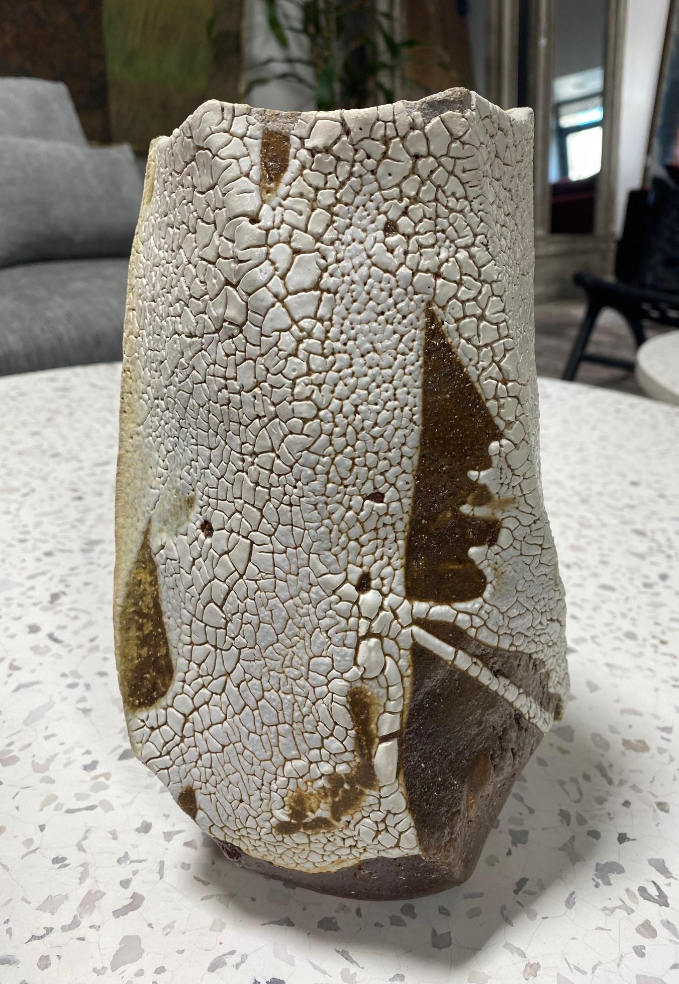 Modern Peter Callas Signed Wood Fired Studio Pottery Mentori Vase Sculpture Vessel