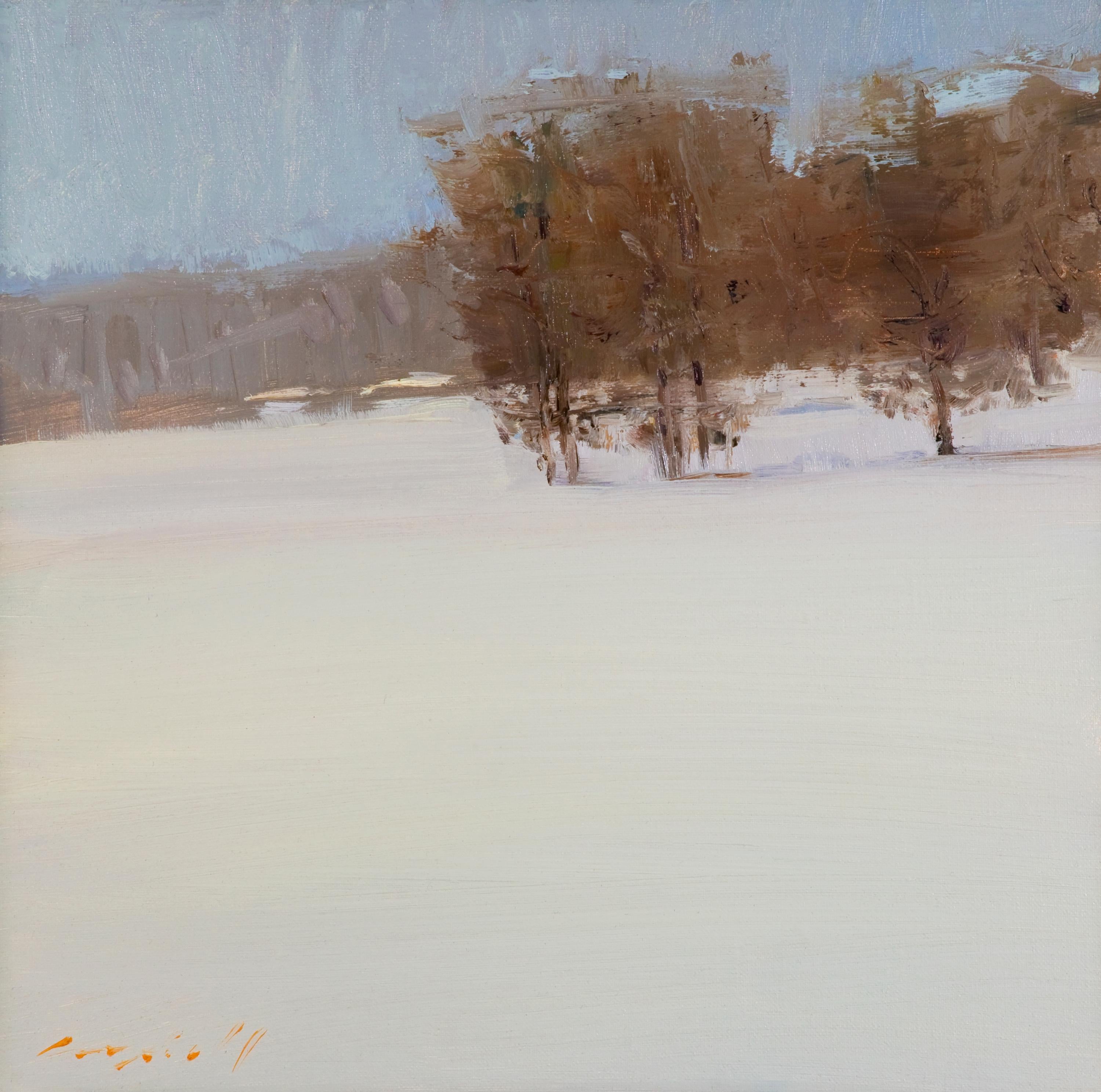 Peter Campbell Landscape Painting - Winter Silence (landscape, winter, snow, field)