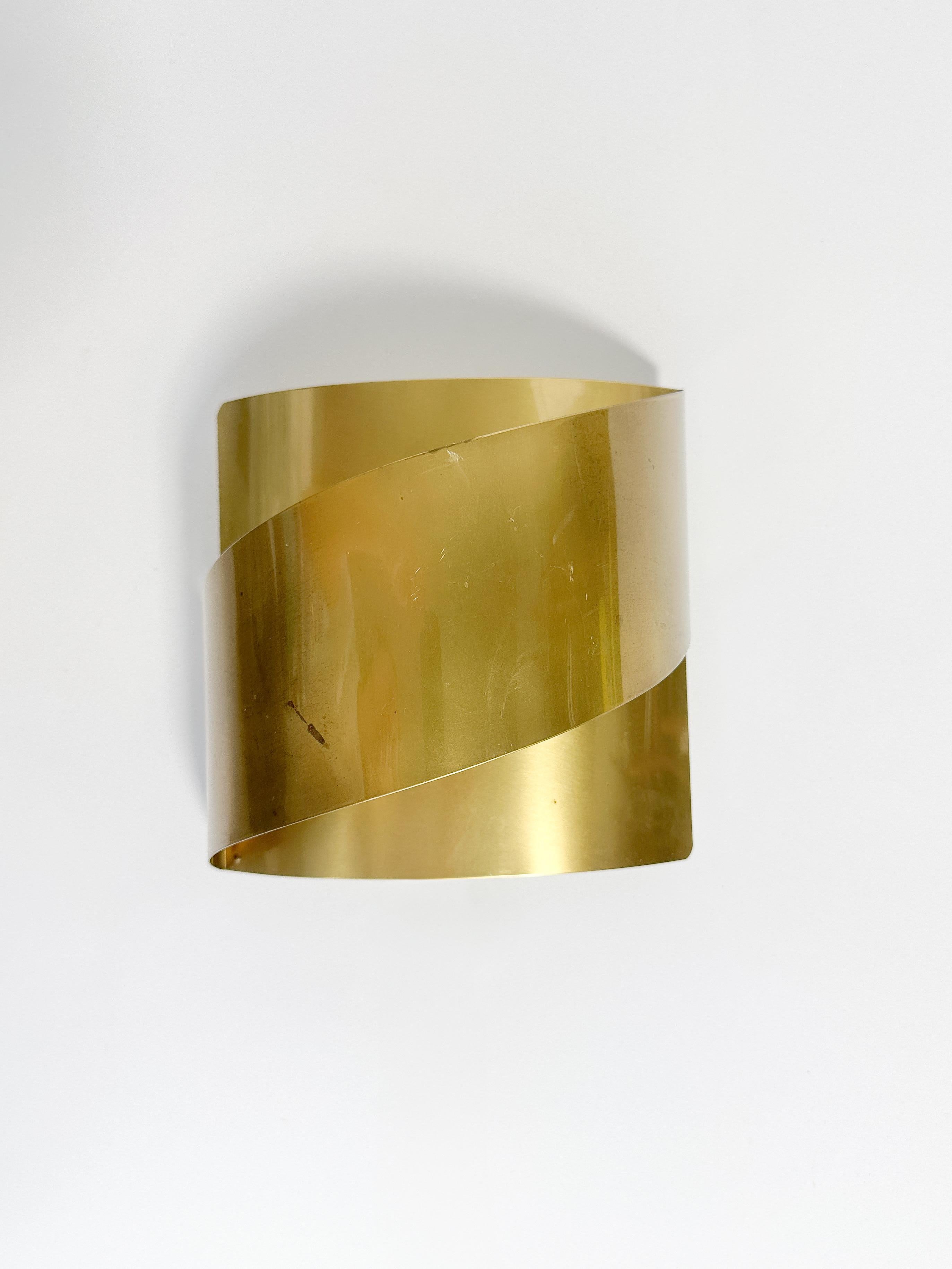 Swedish Peter Celsing Wall Lamp Brass Band Falkenberg Sweden 1970s Wall Light Sconce For Sale