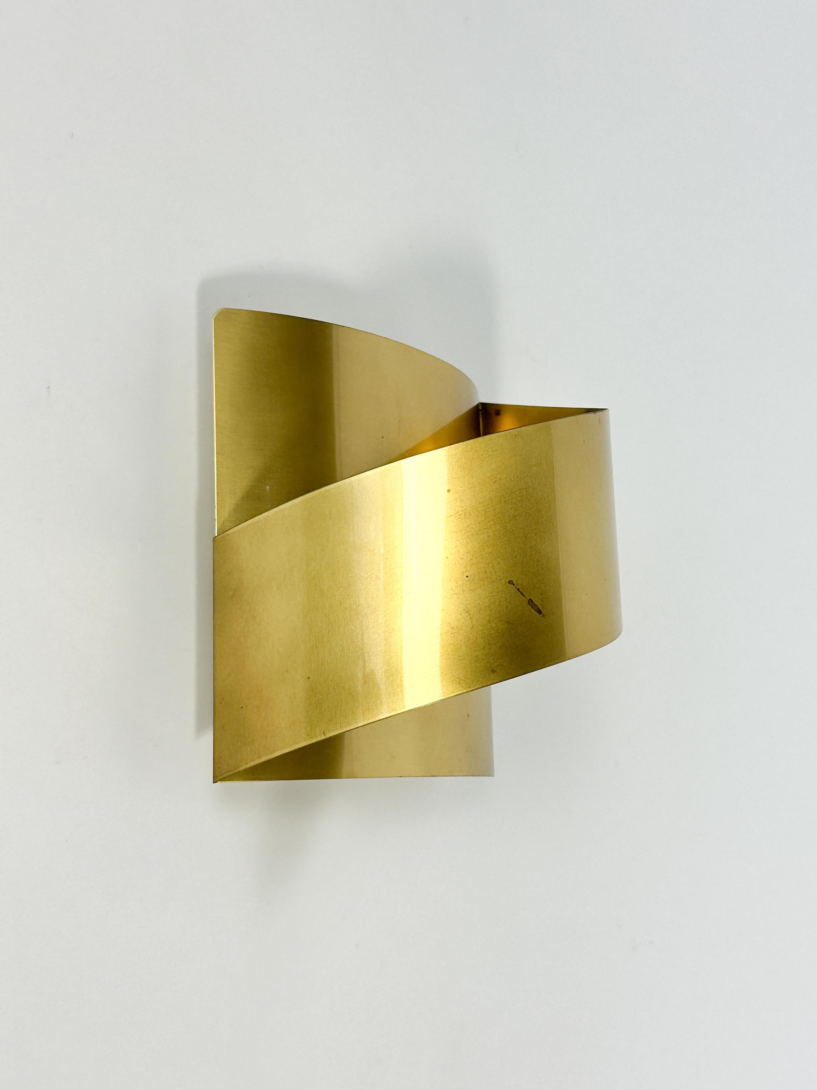 Late 20th Century Peter Celsing Wall Lamp Brass Band Falkenberg Sweden 1970s Wall Light Sconce For Sale