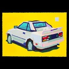 MR2 Classic Car JDM Initial D Signed and Numbered Print on Coventry Rag