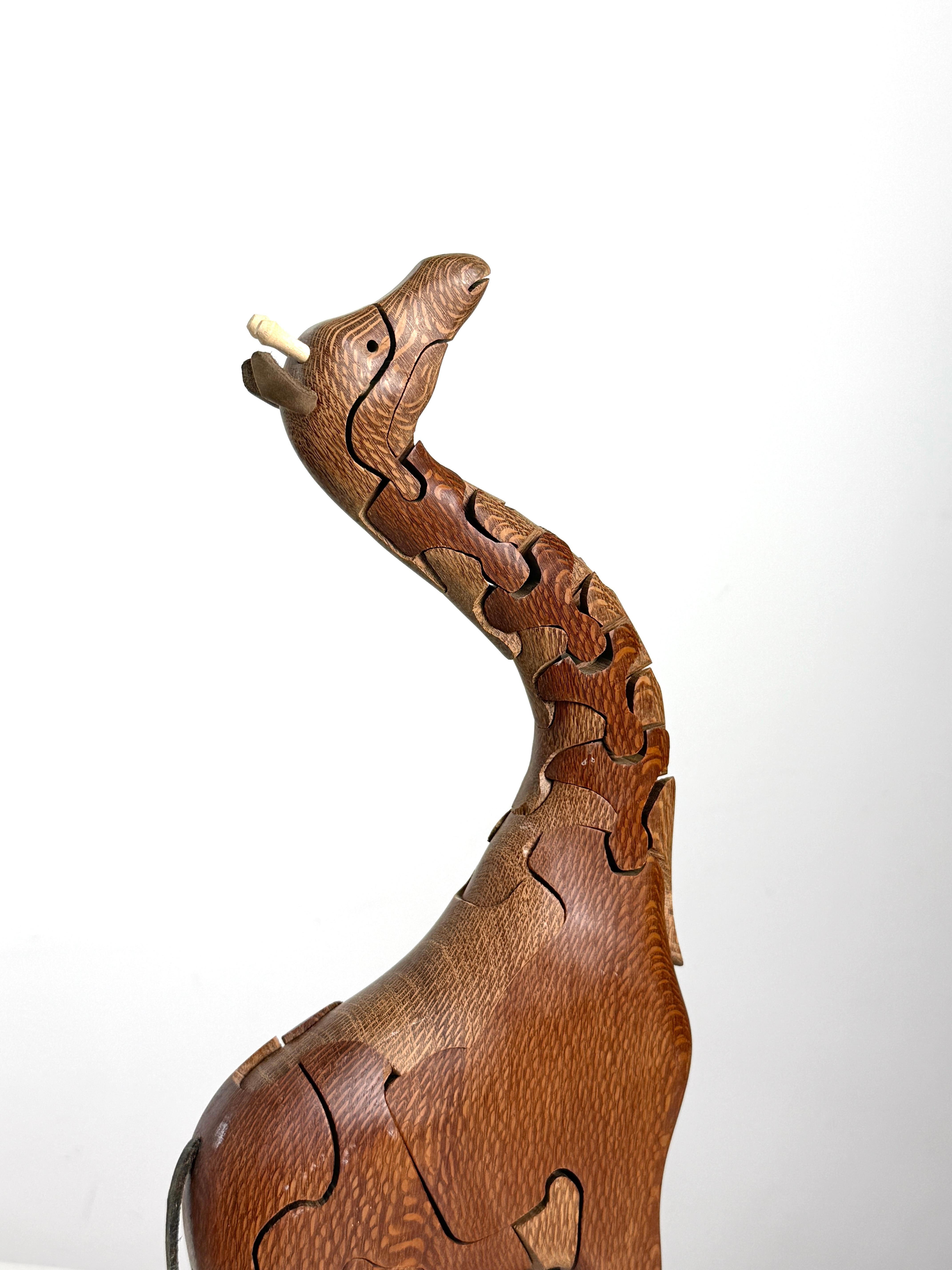 Peter Chapman Studio Craftsman Articulated Wooden Puzzle Giraffe Sculpture 1