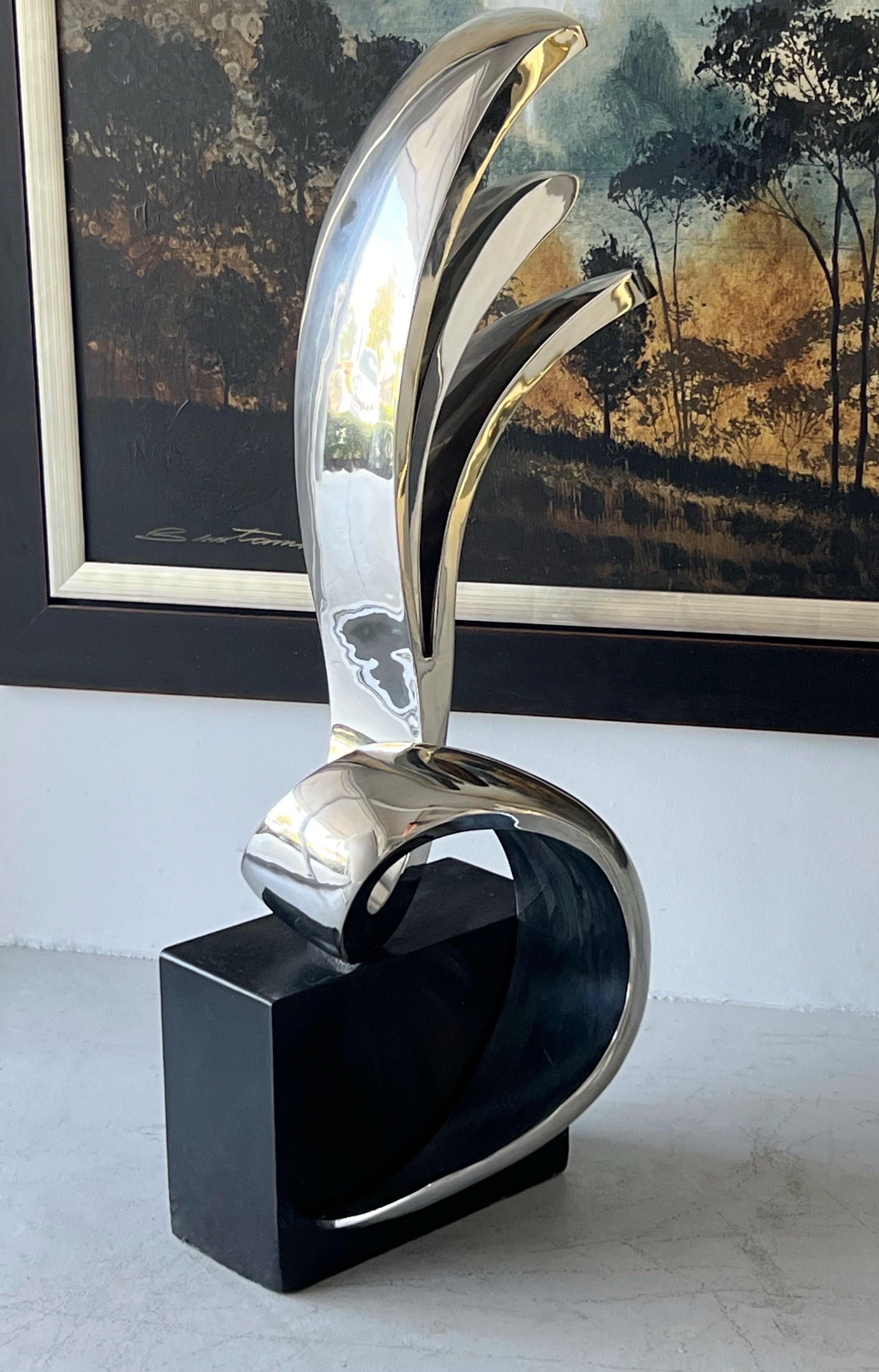 American Peter Chinni Stainless Steel Abstract Sculpture 1969 For Sale