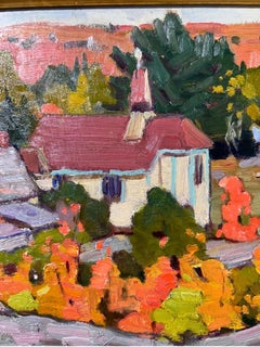 20th Century Plein Air Painting 'Northern Village' Fall Landscape