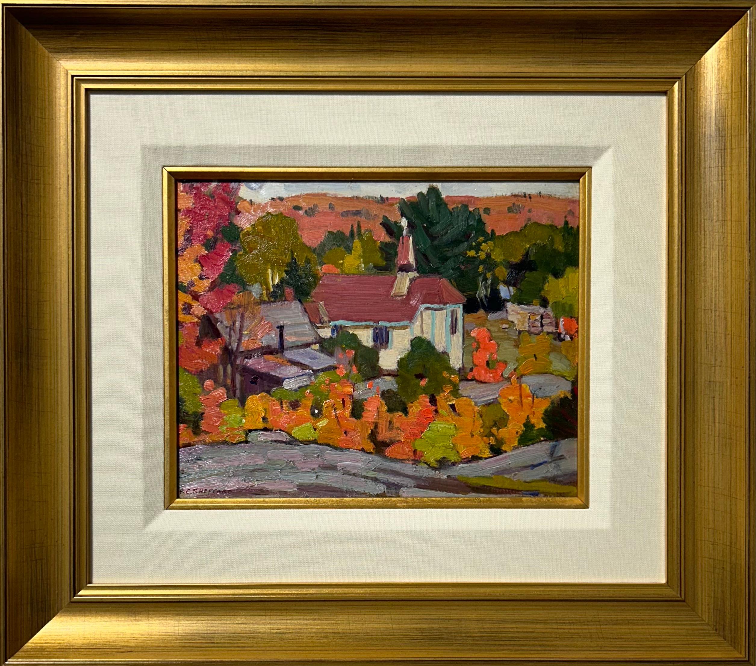 Peter Clapham Sheppard Landscape Painting - 20th Century Plein Air Painting 'Northern Village' Fall Landscape