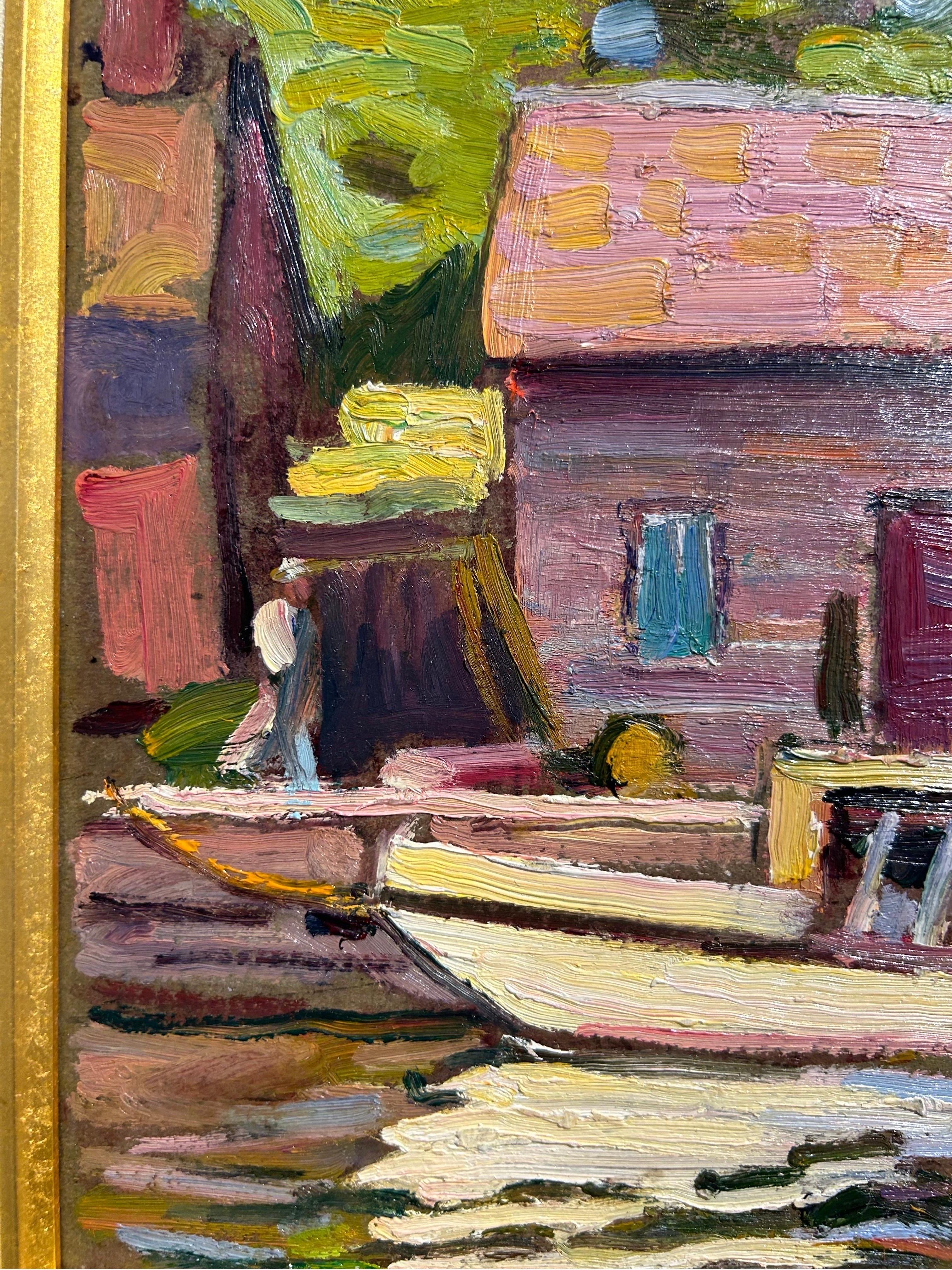 „Parry Sound Docks“, kleine Stadt, Ölgemälde, 20. Jahrhundert (Post-Impressionismus), Painting, von Peter Clapham Sheppard