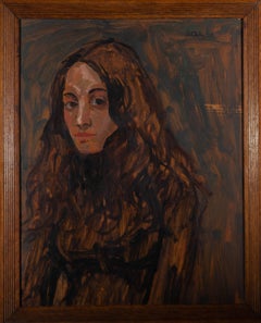 Peter Collins ARCA - 1974 Oil, Brown-Haired Girl
