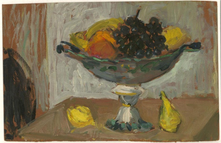 Peter Collins ARCA - 20th Century Oil, Fruit Bowl - Brown Still-Life Painting by Peter Collins ARCA