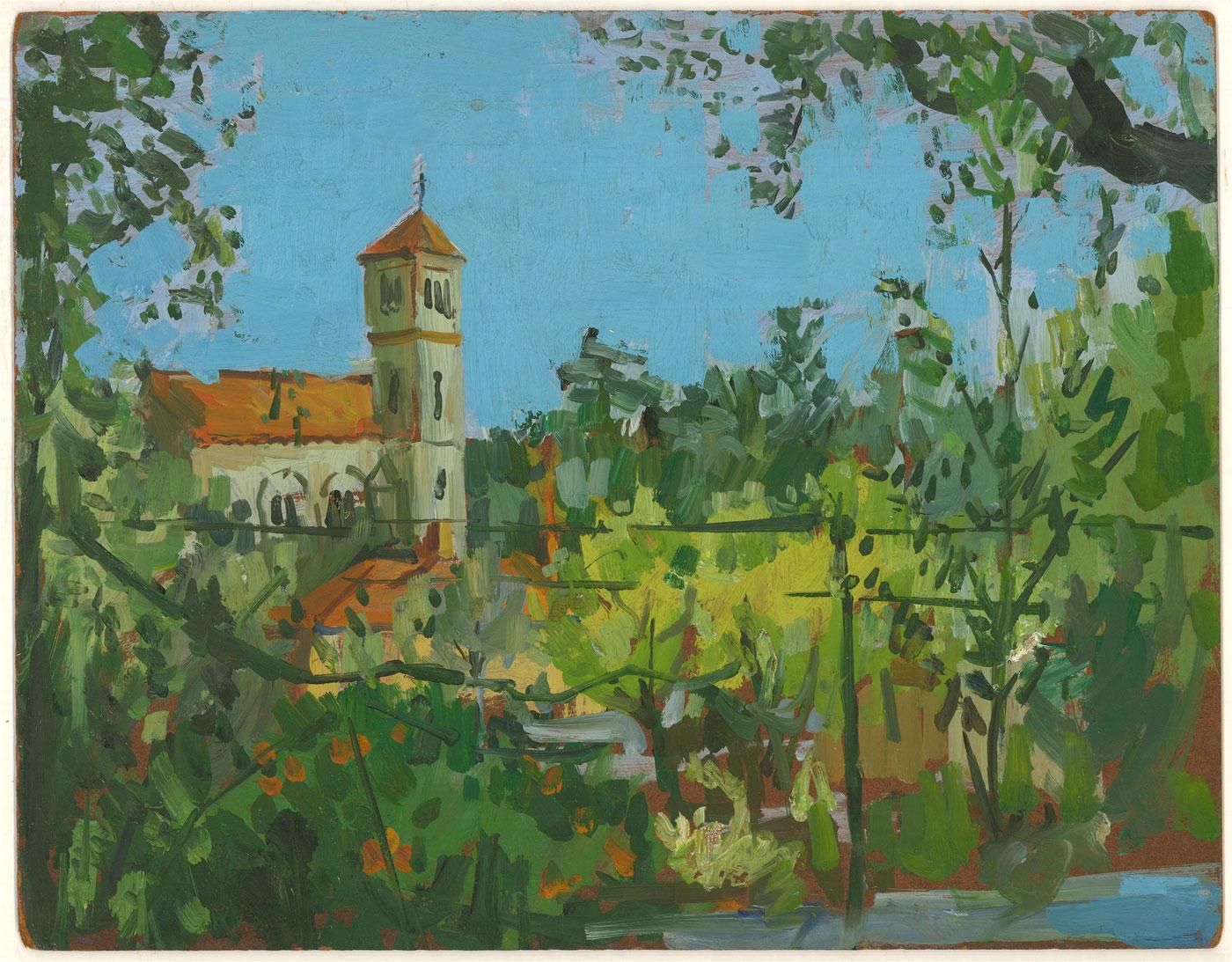 Peter Collins ARCA - 20th Century Oil, Landscape with Church For Sale 1