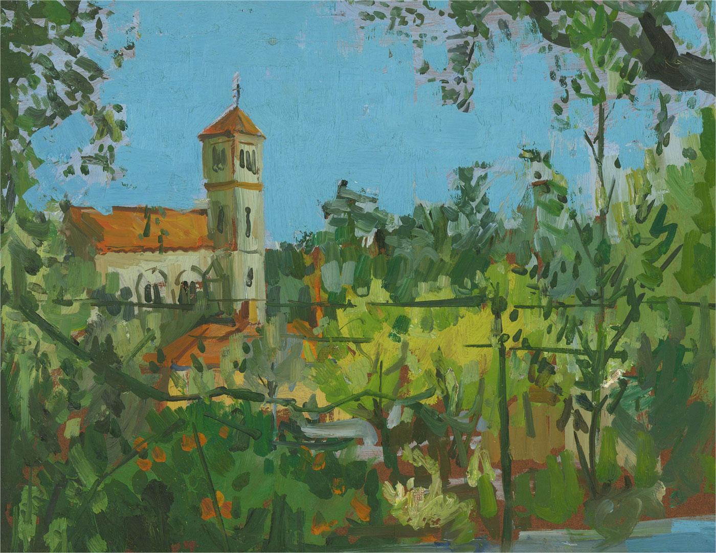 Peter Collins ARCA - 20th Century Oil, Landscape with Church