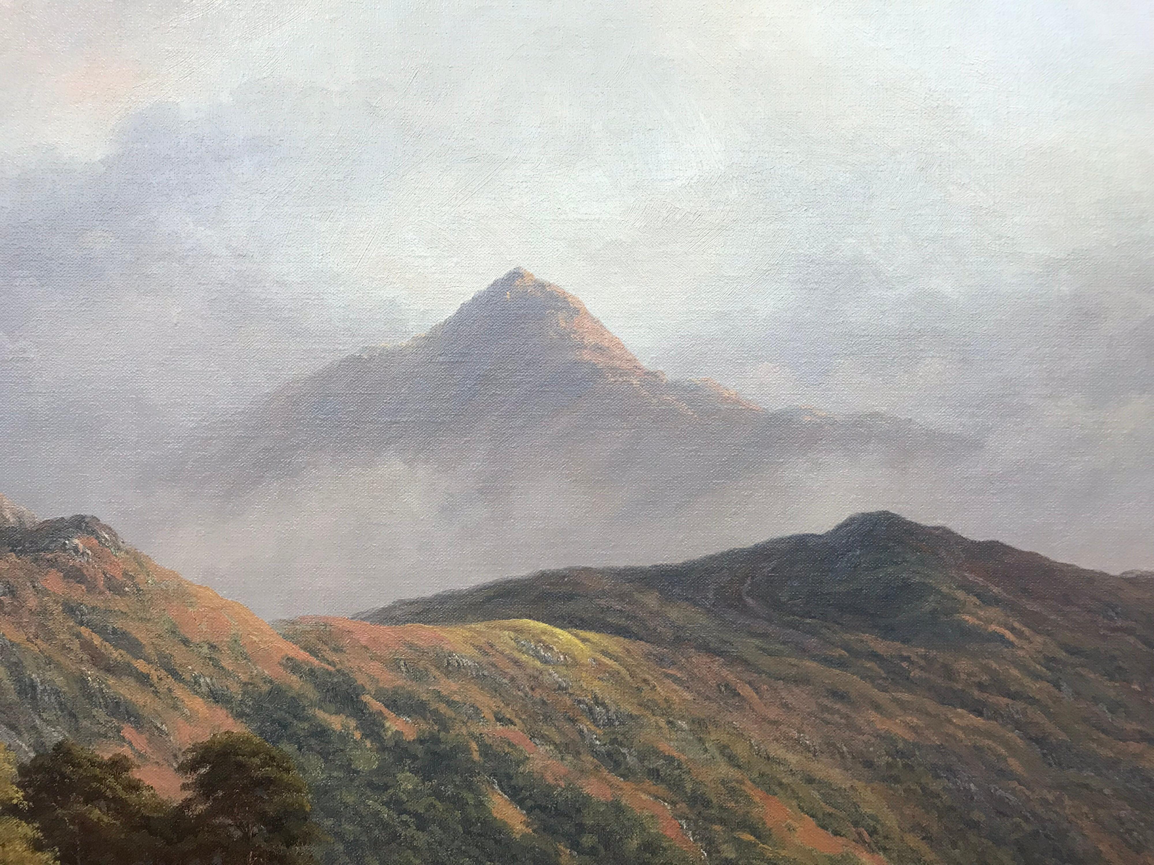 Large Mountain Landscape Painting with Highland Cows at Loch Lomond in Scotland 3